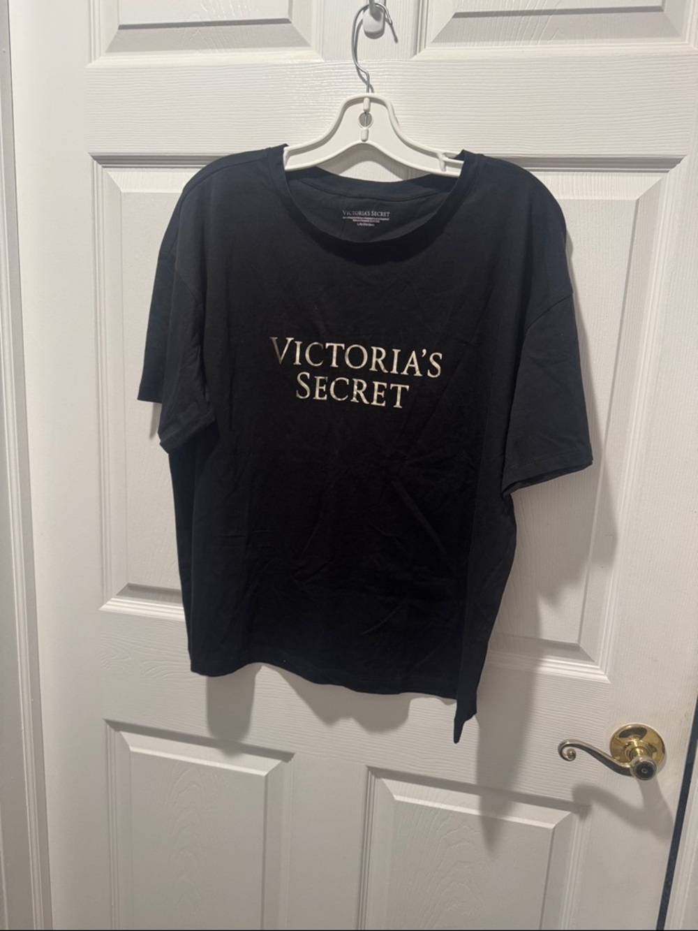 Victoria's Secret Black Tee with silver logo on chest